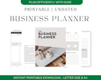 Business Planner Printable | Small Business Organizer | Goal, Finance, Marketing Productivity Planner | PDF Download | Entrepreneur Workbook