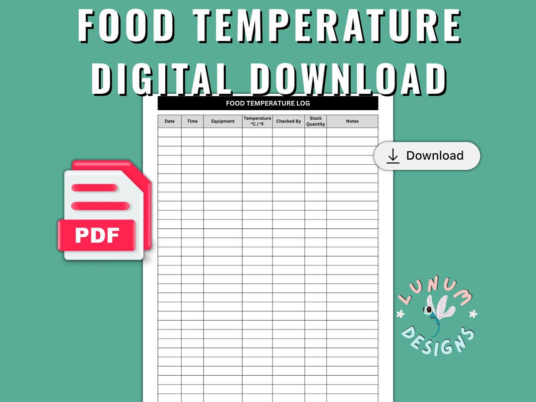 Food Temperature Logbook Printable PDF – Digital Food Safety ...