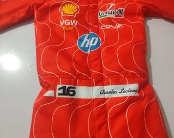 Red Racing Jumpsuit, Motorsport Driver Costume, Charles Leclerc Inspired Fan Apparel