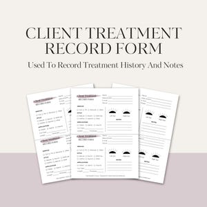 Client Treatment Record Form | Esthetician History Tracker (Canva Template)