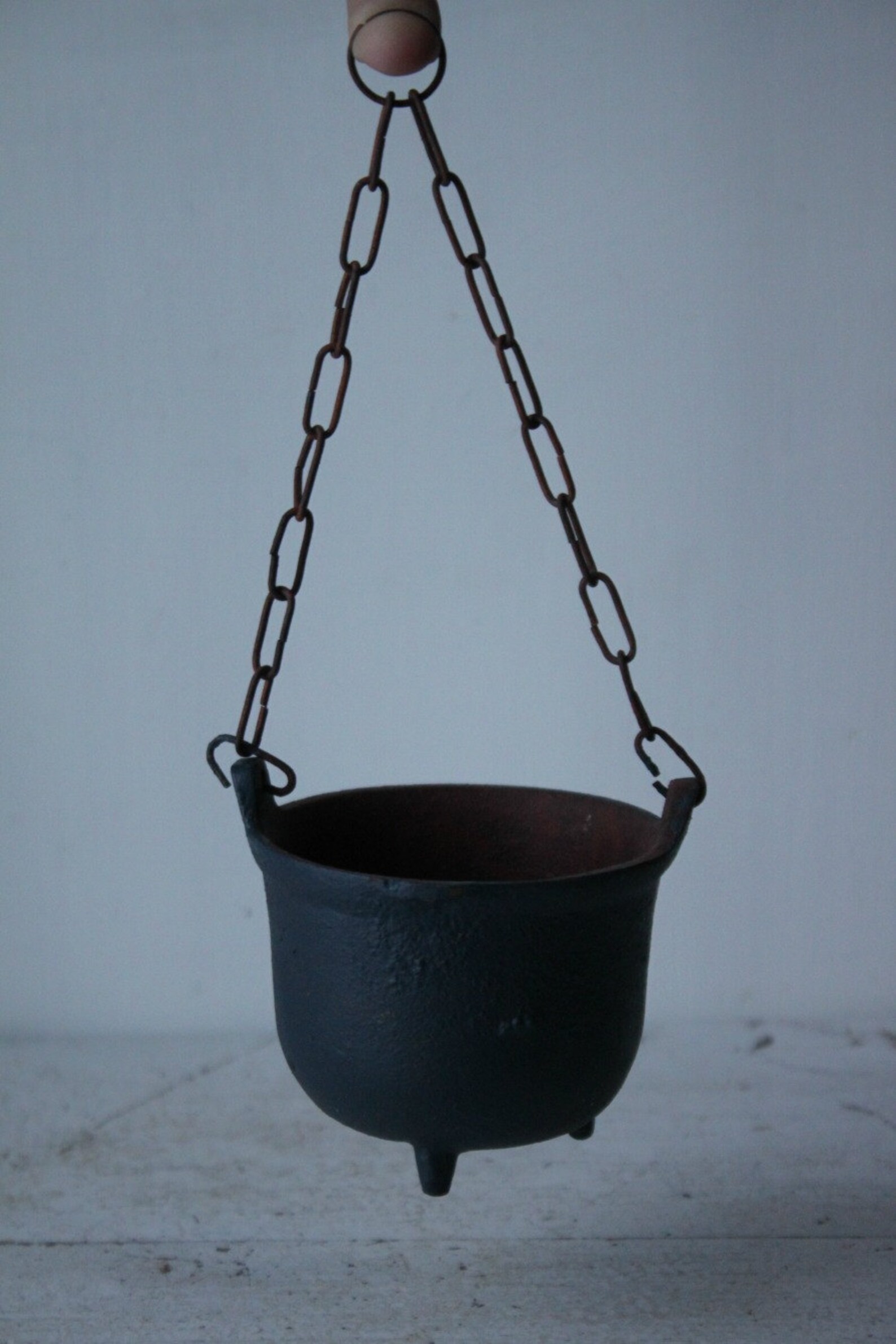 Antique Mini Cast Iron Cauldron Hanging Pot Etsy