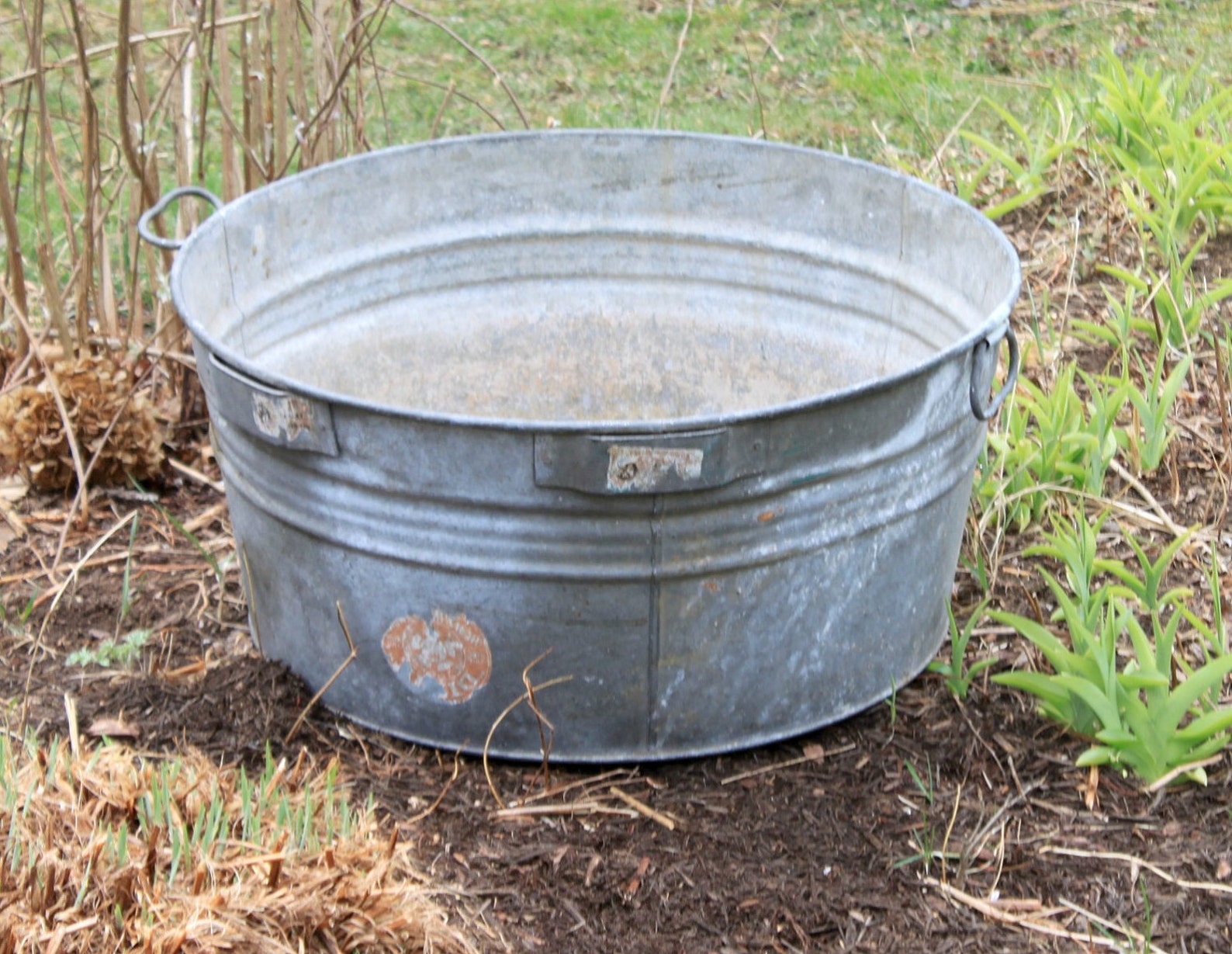 Antique Galvanized Wash Tub Etsy
