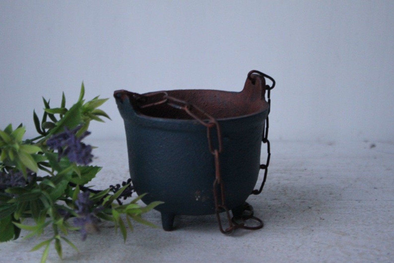 Antique Mini Cast Iron Cauldron Hanging Pot Etsy