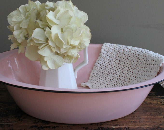 Antique Pink Enamel Baby Bathtub Nursery Decor Shabby Etsy