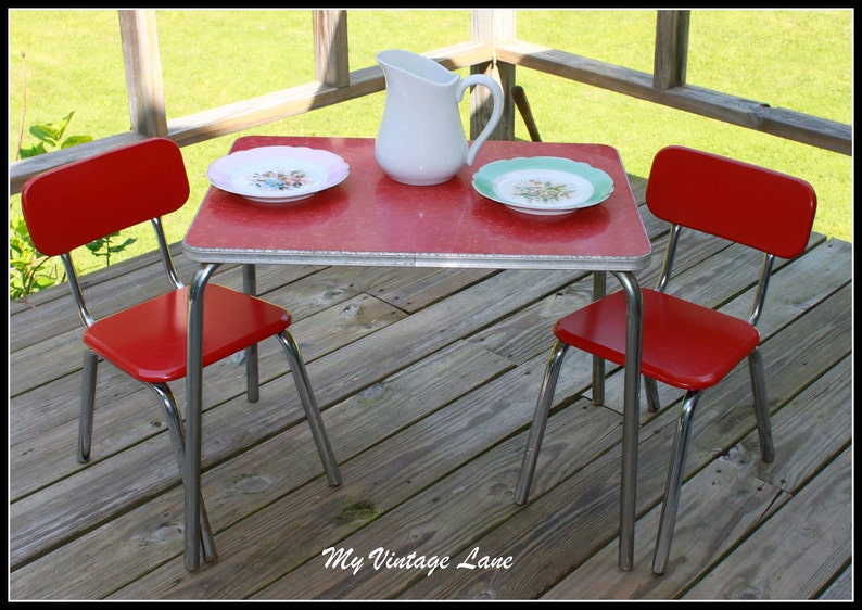 Vintage 1950's Childrens Table and Chair Set Etsy