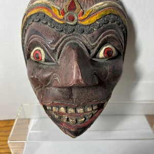Vintage Javanese Wayang Topeng Wood Mask | Hand-Carved Indonesian Folk Art Dance Mask | Antique Tribal Wall Decor, Bali Java Theatre Mask