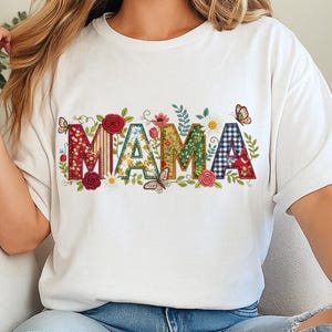 Mom & Mama Patchwork PNG Bundle | Easter Spring Patchwork PNG | Cute Floral Applique Letters | Mama Mom Shirt Design | Sublimation PNG