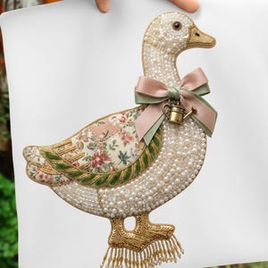 trendy Patchwork Grandmacore Goose bundles,  Floral Retro Coquette Duck Png, Cottage Core Gingham Patchwork PNG, Spring png