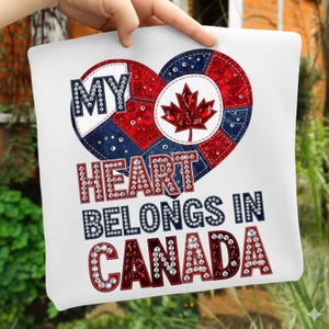 My Heart Belongs in Canada  patchwork PNG | rhinestone Valentine Canada png