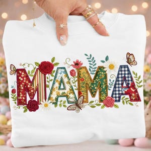 Patchwork Floral Mama Png Bundle, Grandma Core Png, Faux Embroidered Mom Design,patch work dtf,Quilt Patchwork Mama Png, mothers day png