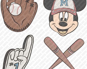 Mickey Mouse Baseball PNG | Sports Game Day Team Graphic | Digital Download PNG