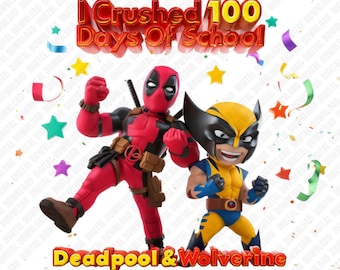 Deadpool PNG 100 Day | Wolverine Hero School Art | Instant Download