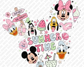 Mickey and Friends Summer PNG | Disney Vacation Sublimation Art | Digital Download PNG
