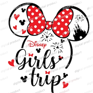 PNG da Minnie Mouse, Clipart de Viagem das Garotas da Disney, Sublimação da Silhueta da Minnie, Download Digital de Férias na Disney, Design DTF da Cabeça da Minnie imagem 1