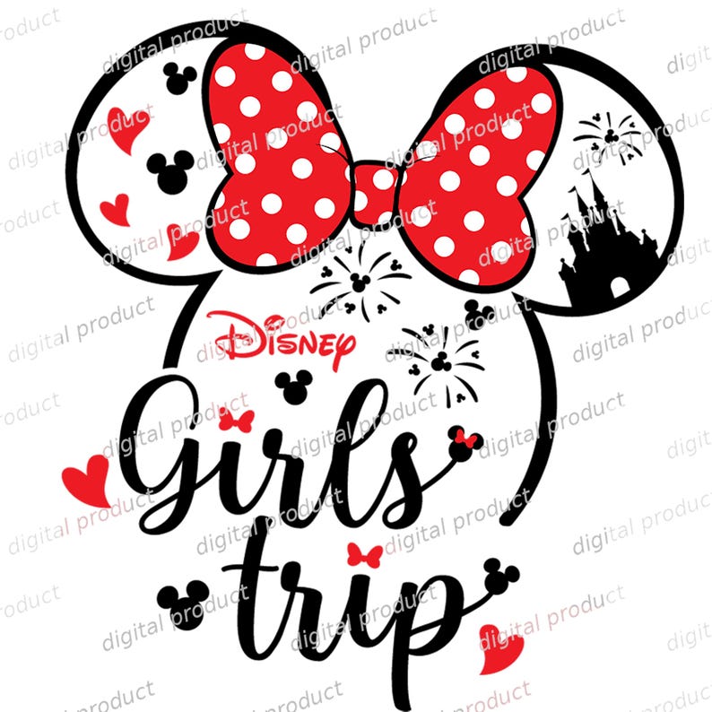 PNG da Minnie Mouse, Clipart de Viagem das Garotas da Disney, Sublimação da Silhueta da Minnie, Download Digital de Férias na Disney, Design DTF da Cabeça da Minnie imagem 1