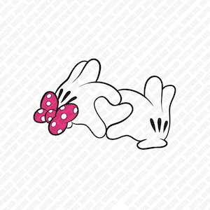Musse Pigg Händer Hjärta PNG | Tecknad Kärlek Rosett Design | Digital Nedladdning PNG