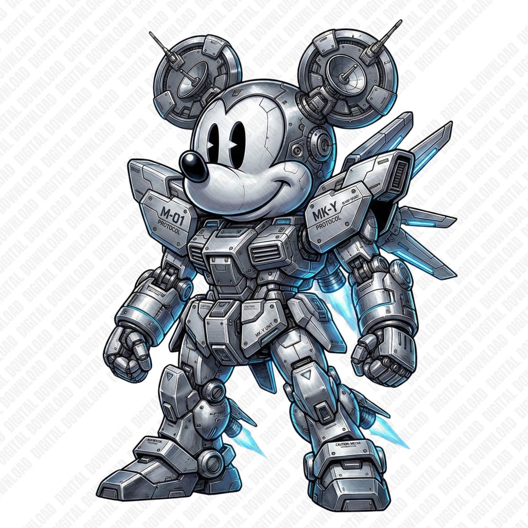 Mickey Mouse Mecha Robot PNG, Futuristic Cyber Cartoon Illustration ...