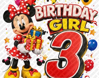 Minnie 3rd Birthday PNG | Sublimation Design | Minnie Mouse Clipart