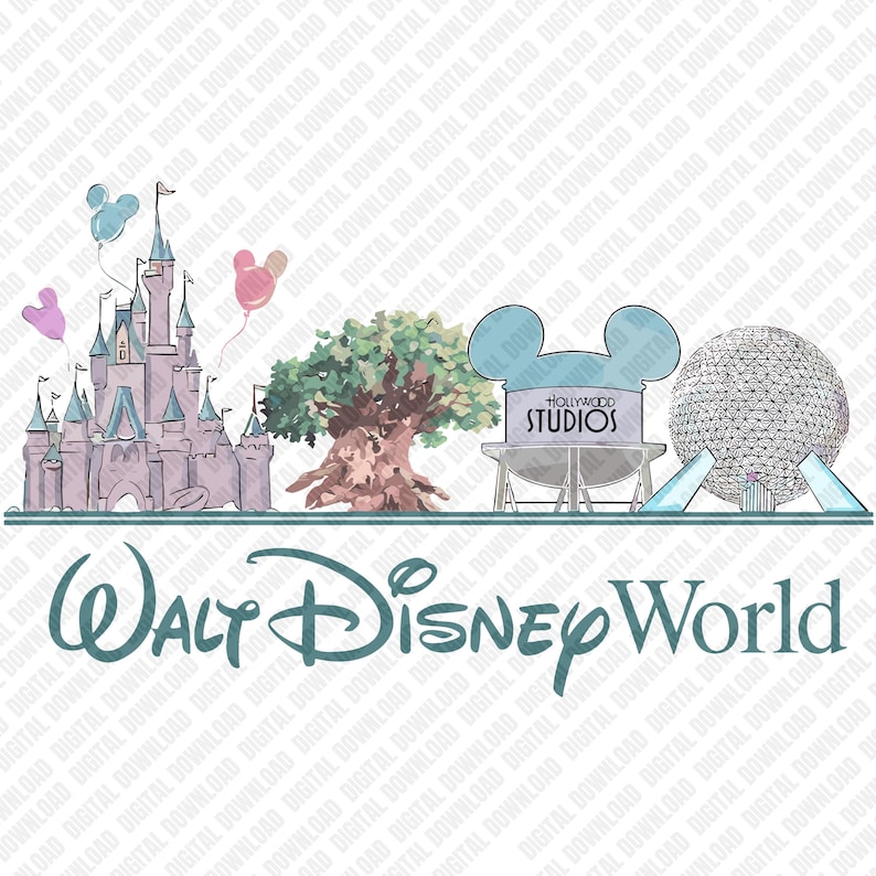 Walt Disney World Parks PNG | Four Parks One World Art | Digital ...
