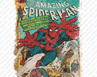 The Amazing Spider-Man PNG | Vintage Comic Cover | Retro Held Sublimation