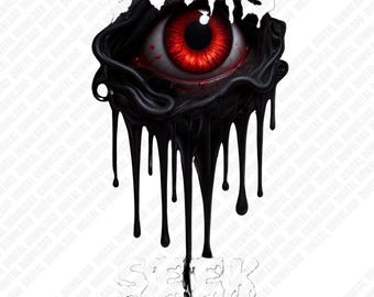 Dripping Horror Eye PNG, Creepy Blood Red Eye Illustration, Dark Gothic Monster Art, Halloween Horror Design, Digital Download