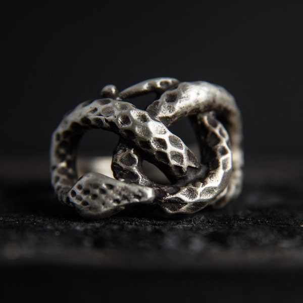 Snake Ring-Sterling Silver Snake Ring-Snake Jewellery-Knot Ring-Snake Knot Ring-Unisex Snake Ring-Statement Rings