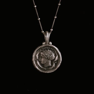 Nymph Replica Coin Pendant-Arethusa Sterling Silver Pendant-Ancient Greek Inspired Necklace-Nymph Necklace-Greek Coin Jewellery-Boho