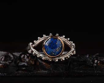 Bague mauvais œil en lapis en argent sterling, bague oeil en lapis minimaliste, bague oeil de la Grèce antique, bague de protection, bijoux symboliques