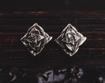 Sterling Silver Succulent Earrings-Succulent Flower Earrings-Detailed Flower Post Earrings-Botanical Jewelry-Classy Stud Earrings