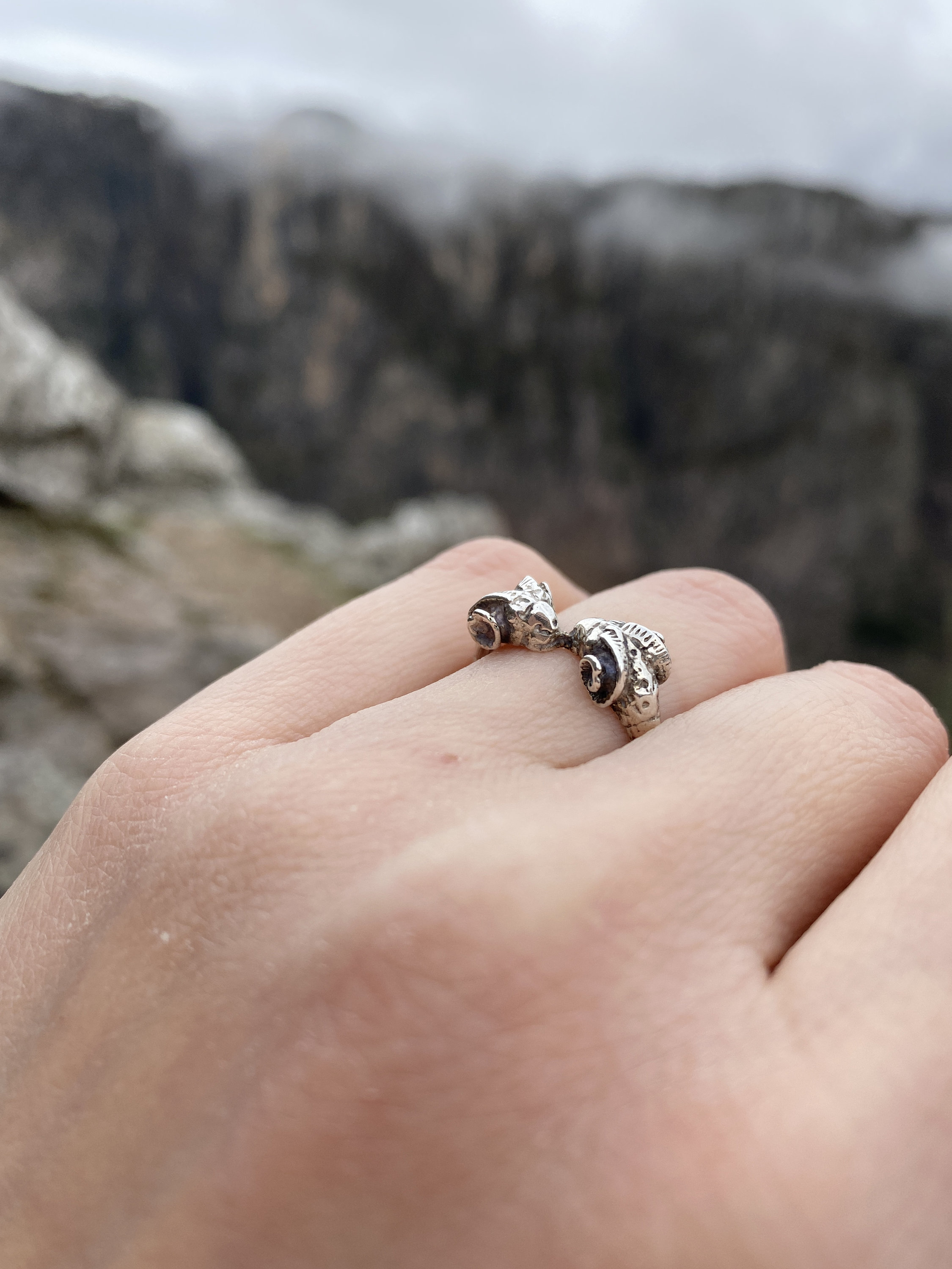 Bague Ancienne En Argent Massif - Tête De Bélier - Style Antique Et Vintage - Anneau Argent Sterling