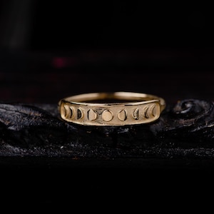 14K Solid Gold Mond Phasen Ring-Lunar Phasen Ring-Himmlische Schmuck-Gold Mond Ringe-14K Goldschmuck