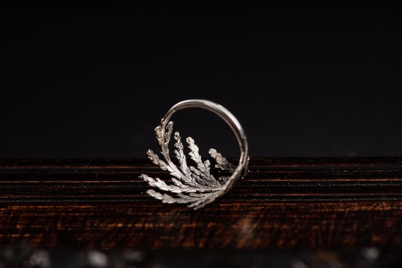 Juniper Sterling Silver Ring-Fir Tree Ring-Woodland Inspired Rings Delicate Rings-Botanical Jewelry Gift for Nature Lovers image 5