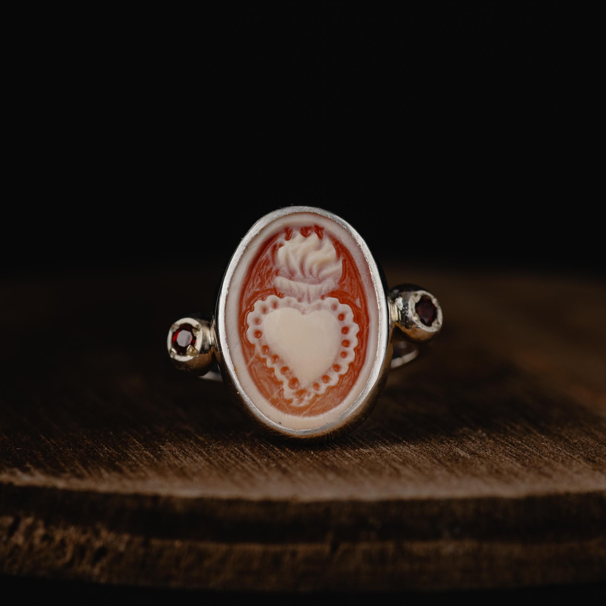 Sacred Heart Cameo Ring-sterling Silver Shell Cameo Ring-sacred