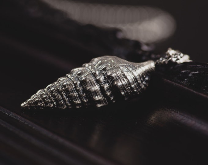Long pendentif coquillage-Collier coquillage en argent sterling-Pendentif nautique-Bijoux coquillage-Bijoux d'été chic-Bijoux de plage