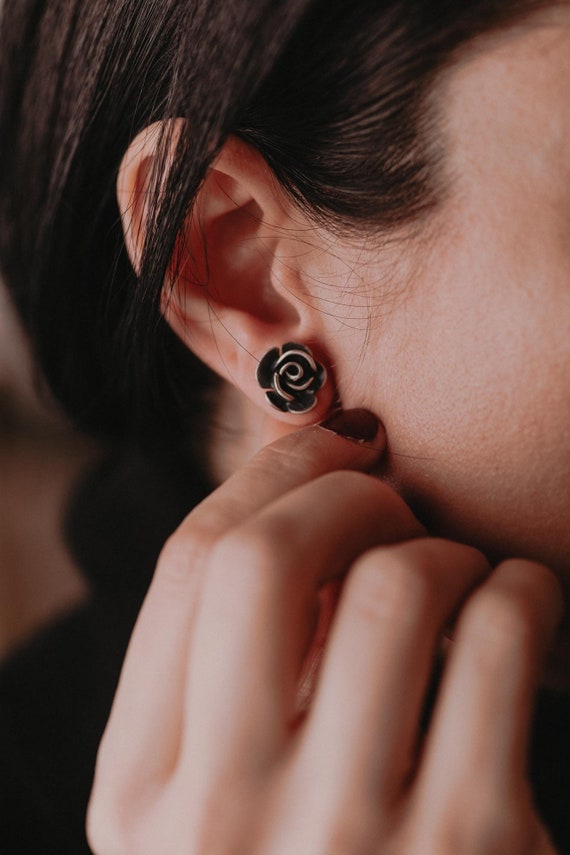 Borchie Rosa In Argento Sterling-orecchini Rosa-orecchini Botanici - Foto 4