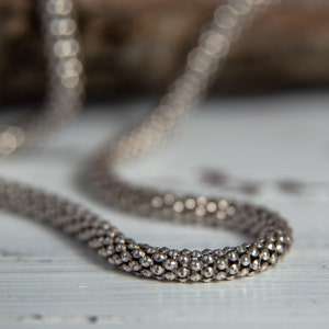 Mesh Sterling Silver Chain Necklace-Short Chain Mesh Necklace-Ball Chain Necklace-Layer Necklace