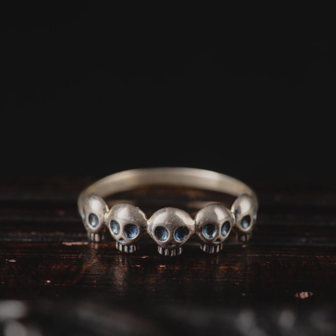 Sterling Silver Skull Ring – Skulls Band Ring, Gothic Memento Mori ...