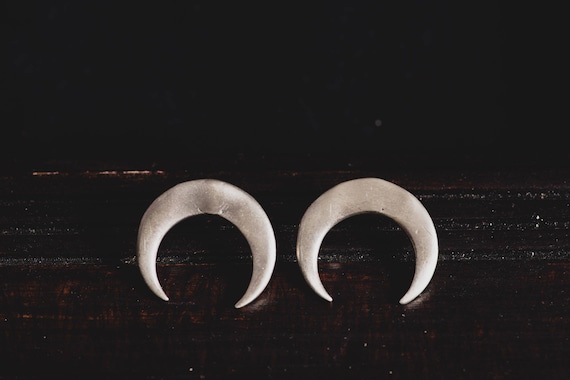 Crescent Moon Earrings, Moon Earrings, Double Horn Earrings