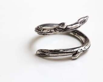 Sterling Silver Twig Ring- Twig Thumb Ring-Tree Branch Adjustable Ring-American Size 7.5-Under 50