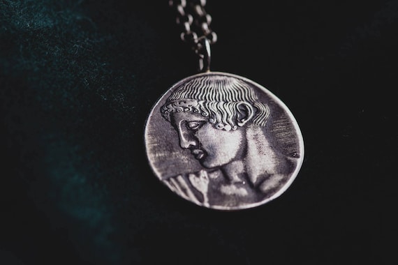 アポロ神スターリングシルバーペンダント - 古代ギリシャ風ネックレス 