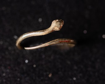 14K Solid Gold Snake Ring, Delicate Wrap Around Serpent Ring, Minimalist Stacking Ring, Adjustable Pinky Ring