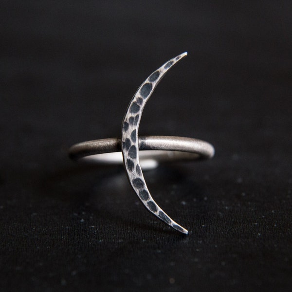 RESERVED FOR YANG-Crescent Moon Ring-Sterling Silver Moon Ring-Minimal Crescent Moon Jewelry