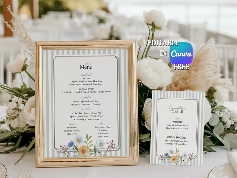 Editable Bar Menu Template, Wedding Bar Menu Template, Printable Bar ...