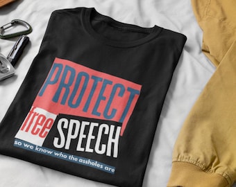 Protect Free Speech-T-shirt, vetgedrukt statementshirt, uniseks protesttop, spreek je geest, politiek grafisch T-shirt, activismecadeau
