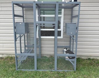 Large Spacious Wooden Outdoor Catio with Perches and Condos-70"