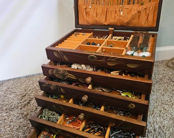 Handcrafted Wooden Jewelry Box with Lock | Large Organizer Chest