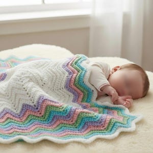 Schema facile per copertina all'uncinetto per neonati / motivo ondulato (download digitale PDF)