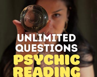 May include: Image of a woman holding a crystal ball. Text includes "Telepathic Vision" and "Experience 30+ Years". The words "Unlimited Questions Psychic Reading Same Hour" are also displayed in the image.