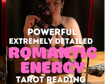 May include: A woman holding tarot cards, with text overlay: "POWERFUL EXTREMELY DETAILED ROMANTIC ENERGY TAROT READING SAME HOUR." The image also includes text: "TELEPATHIC VISION" and "EXPERIENCE 30+ YEARS."