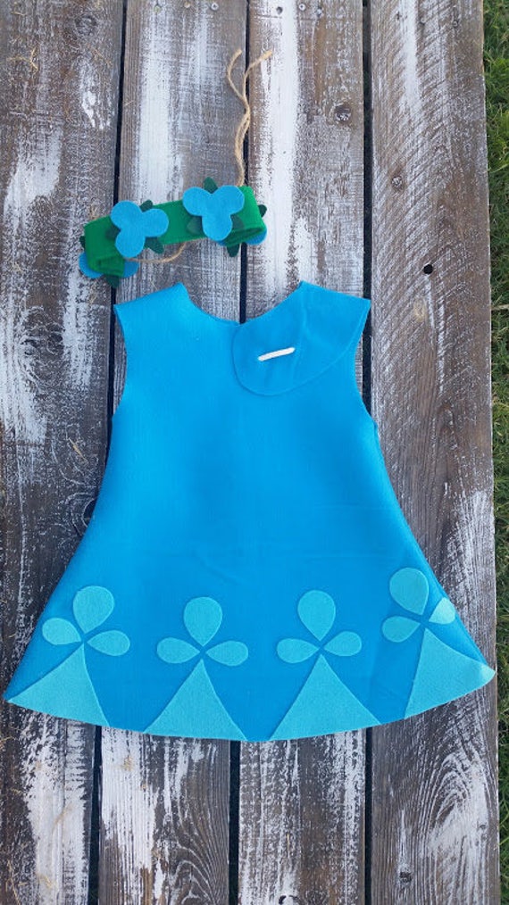 Dress Up Halloween Princess Poppy Trolls Felt Dress and Headband